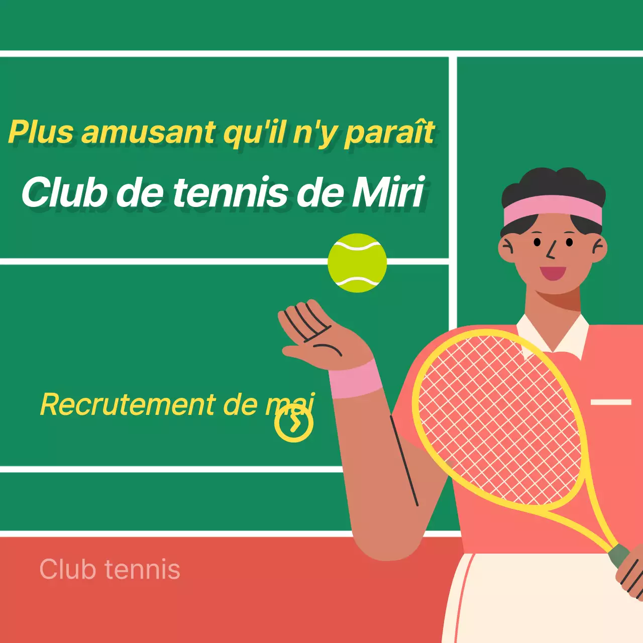 Promouvoir l'adhésion à un club de tennis moderne en vert et en brun