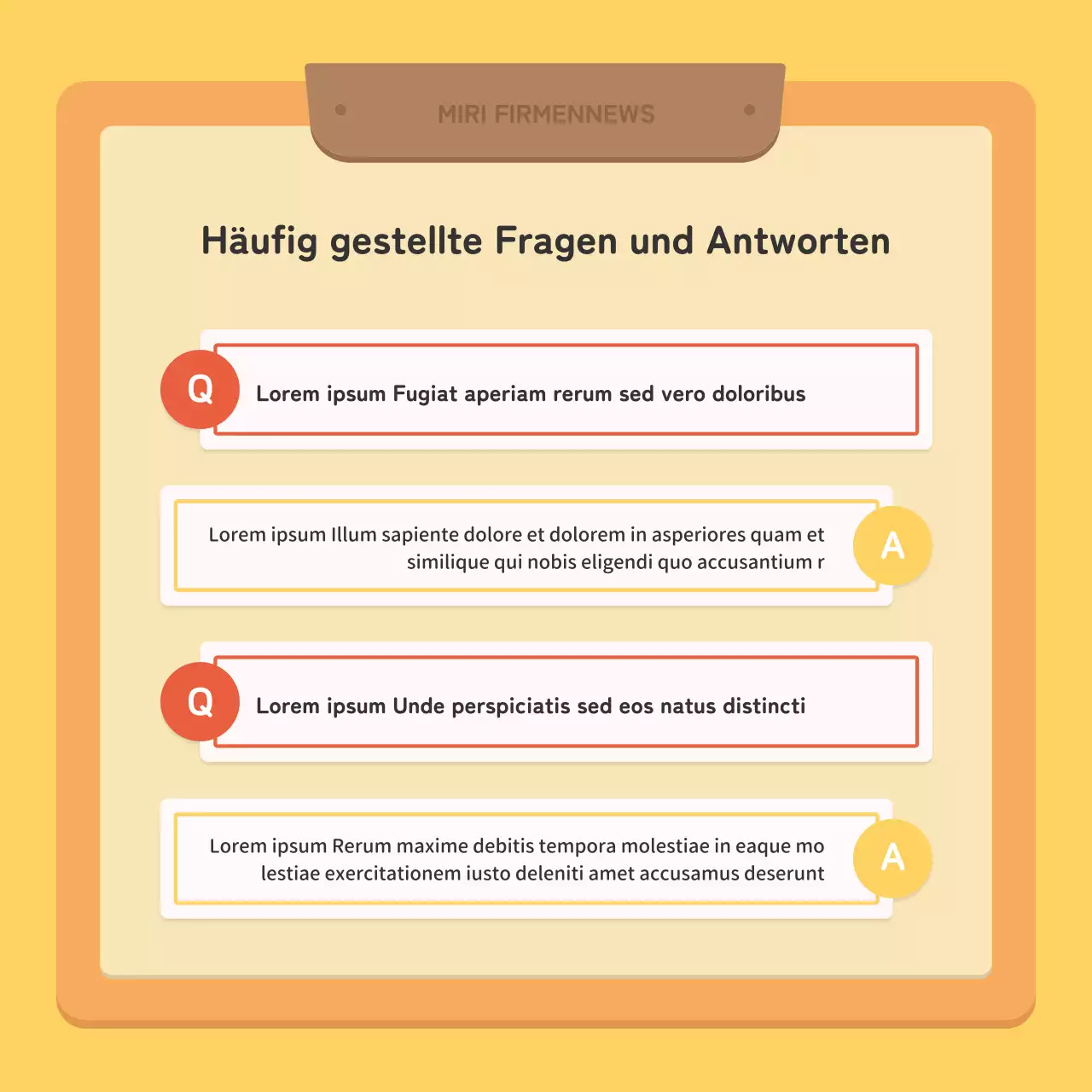 Ein kitschiger Newsletter für Unternehmen in Rot und Gelb