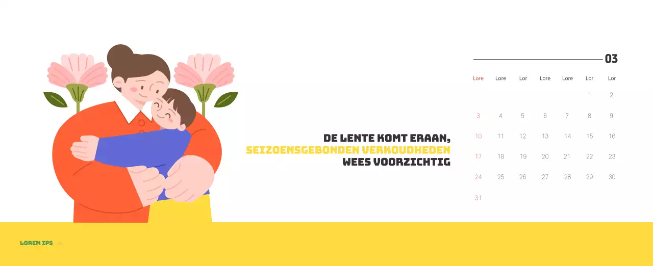Een feestelijk ziekenhuis met illustraties met gezondheids- en gezinsthema's en kleurrijke accenten