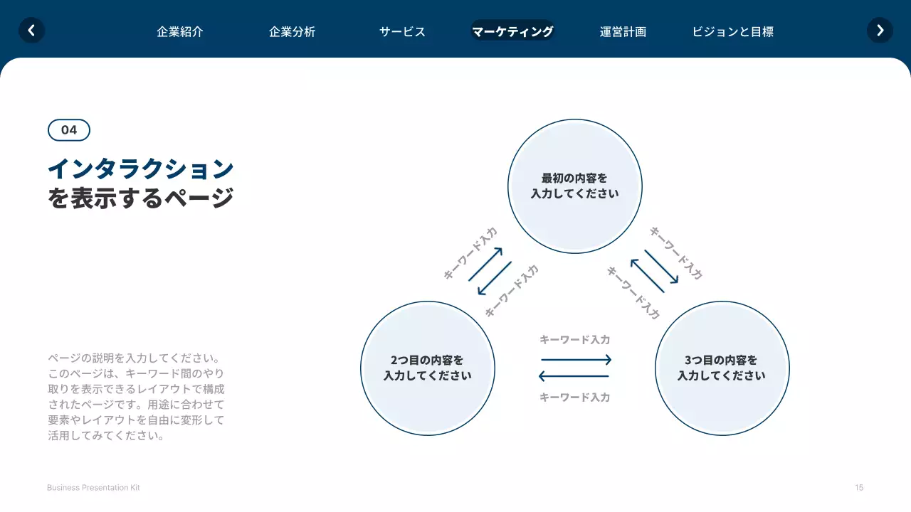 青 シンプル ウェブサイト プレゼンテーション