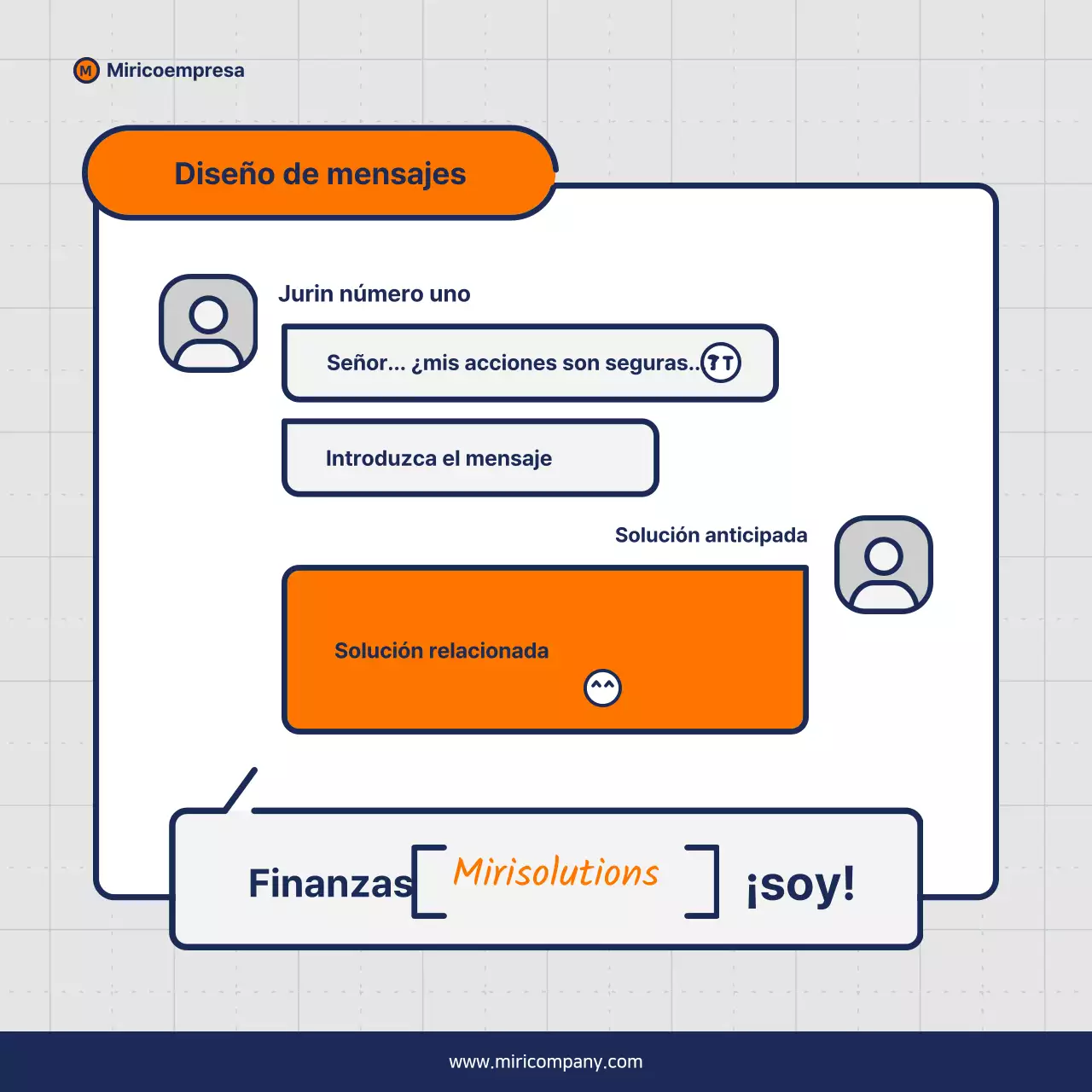 Propuesta minimalista de discurso empresarial en naranja y azul marino