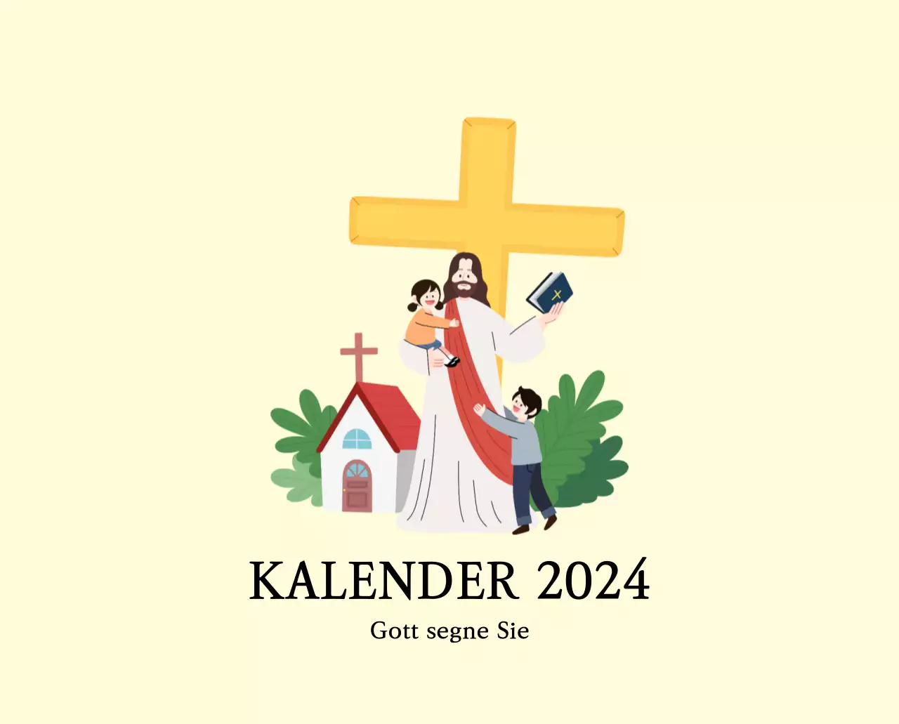 Kirchen mit niedlichen Illustrationen in warmen Farben