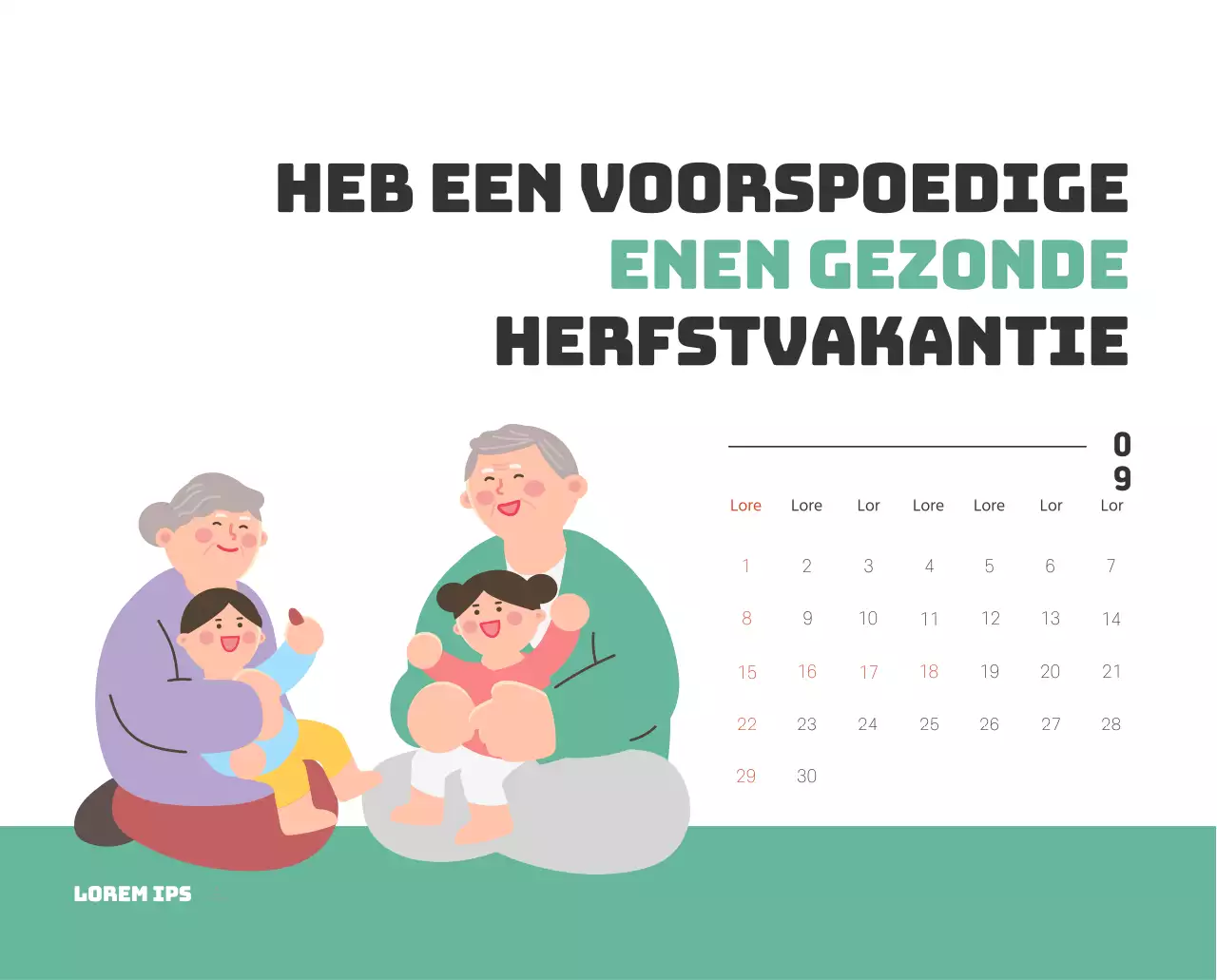 Een feestelijk ziekenhuis met illustraties met gezondheids- en gezinsthema's en kleurrijke accenten