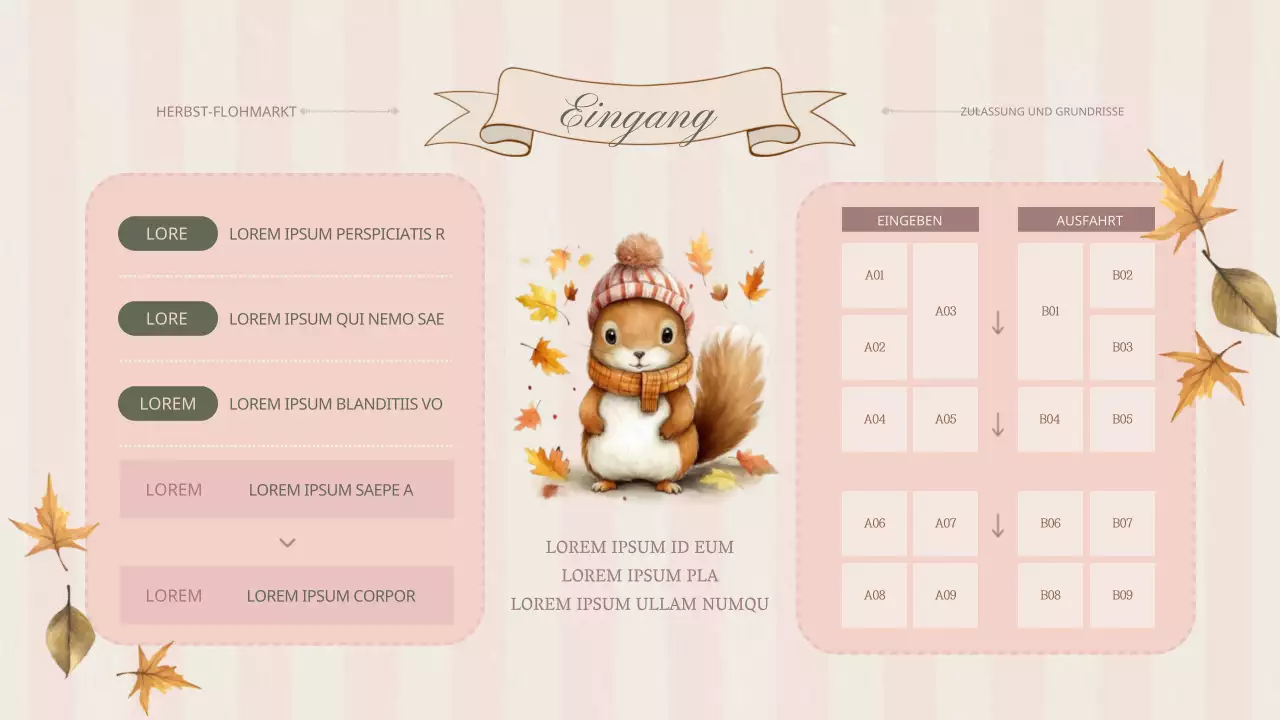 Klassischer Herbst-Flohmarkt-Planer in Rosa und Khaki