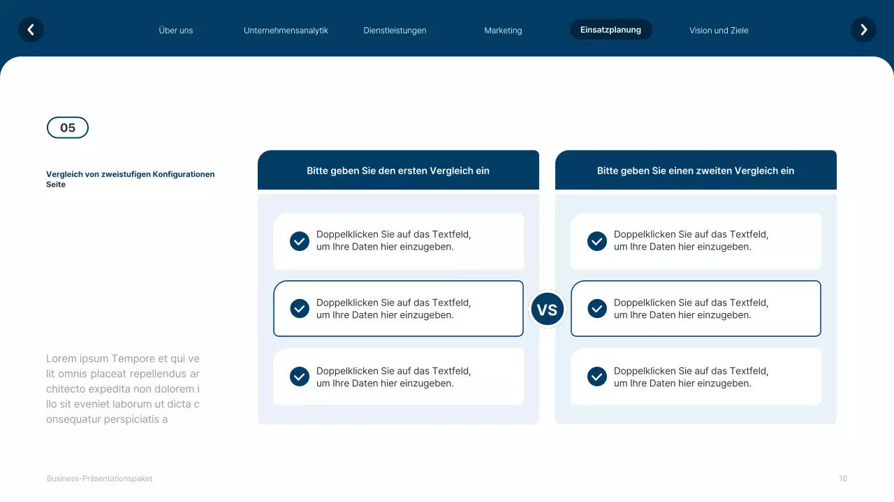 Einfache weiße und marineblaue Website Firmenprofil
