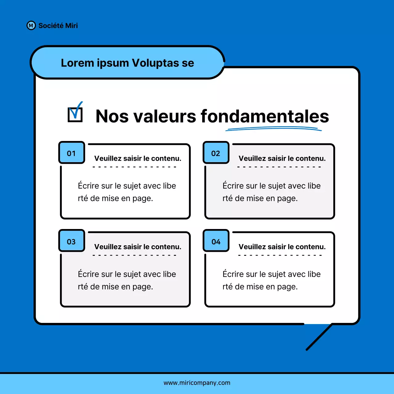 Proposition minimaliste de pitch d'entreprise en bleu et bleu clair