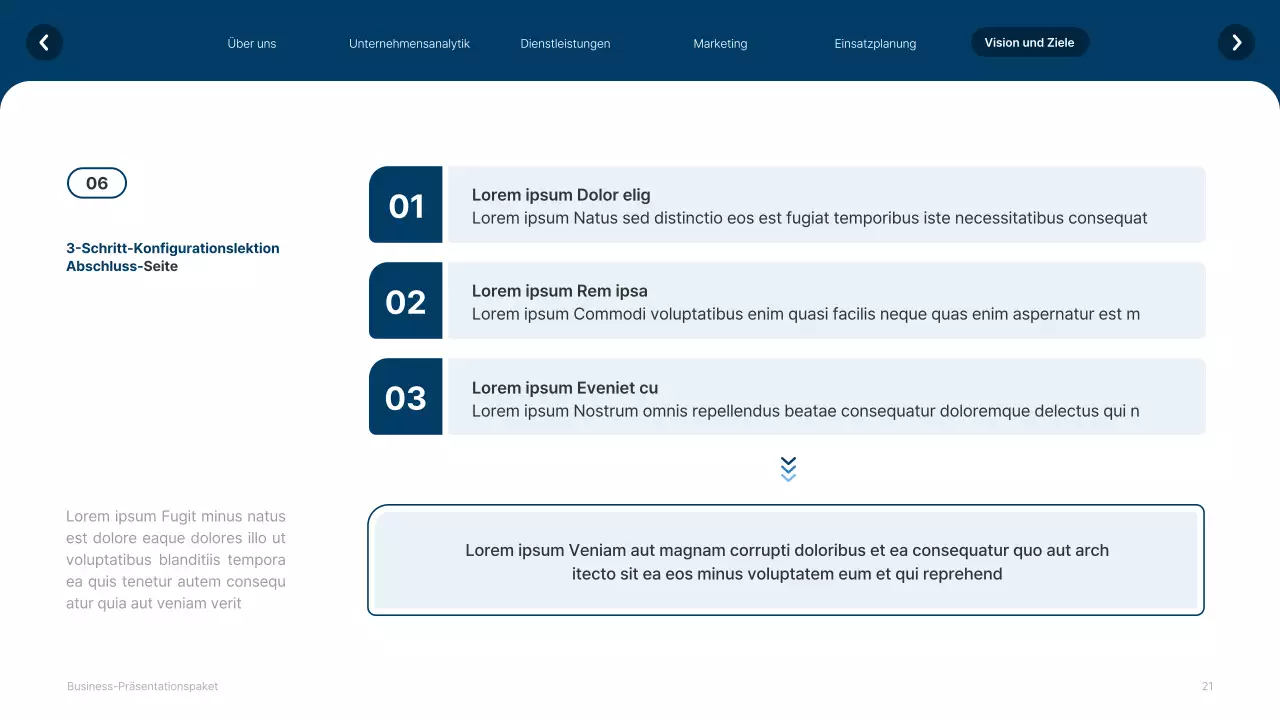 Einfache weiße und marineblaue Website Firmenprofil