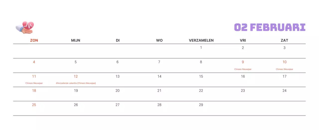 Een feestelijk ziekenhuis met illustraties met gezondheids- en gezinsthema's en kleurrijke accenten