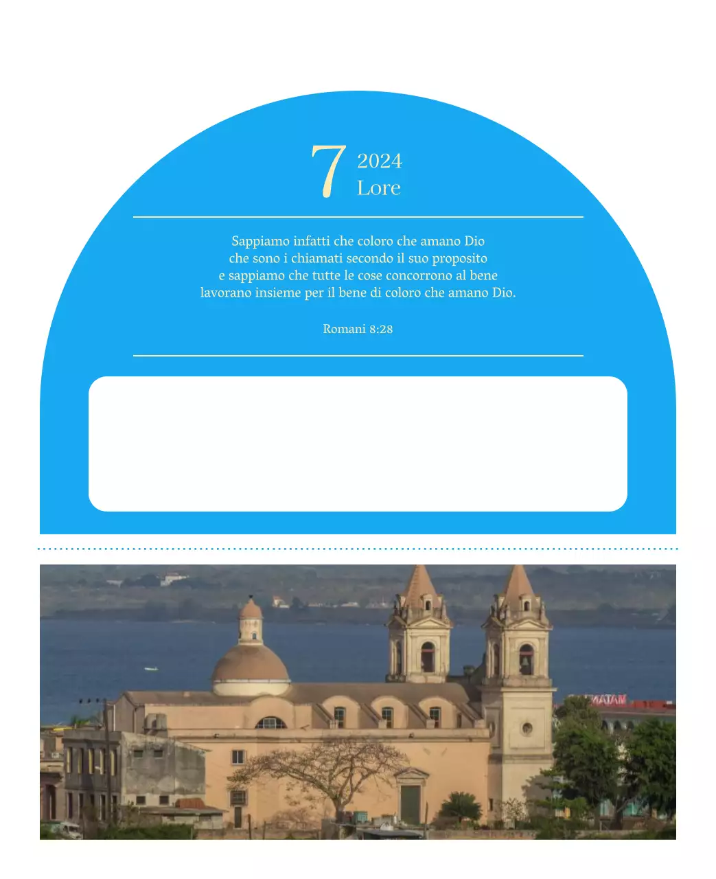 Calendario ecclesiastico blu di concezione moderna
