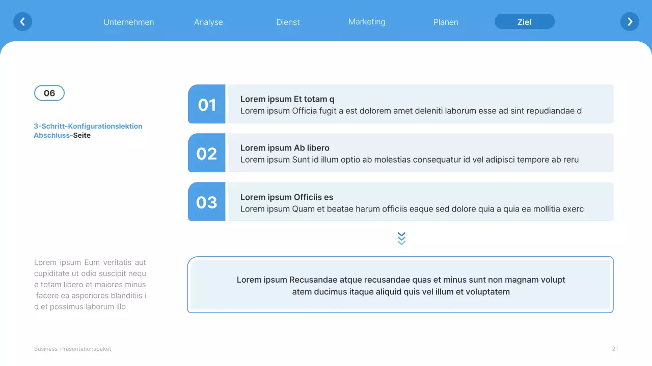 Einfache weiße und hellblaue Website Firmenprofil
