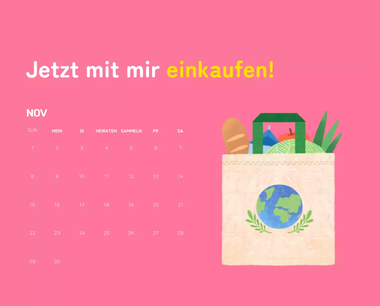 Mit farbenfrohen Illustrationen von Menschen und dem Planeten wird die Weihnachtszeit gefeiert.