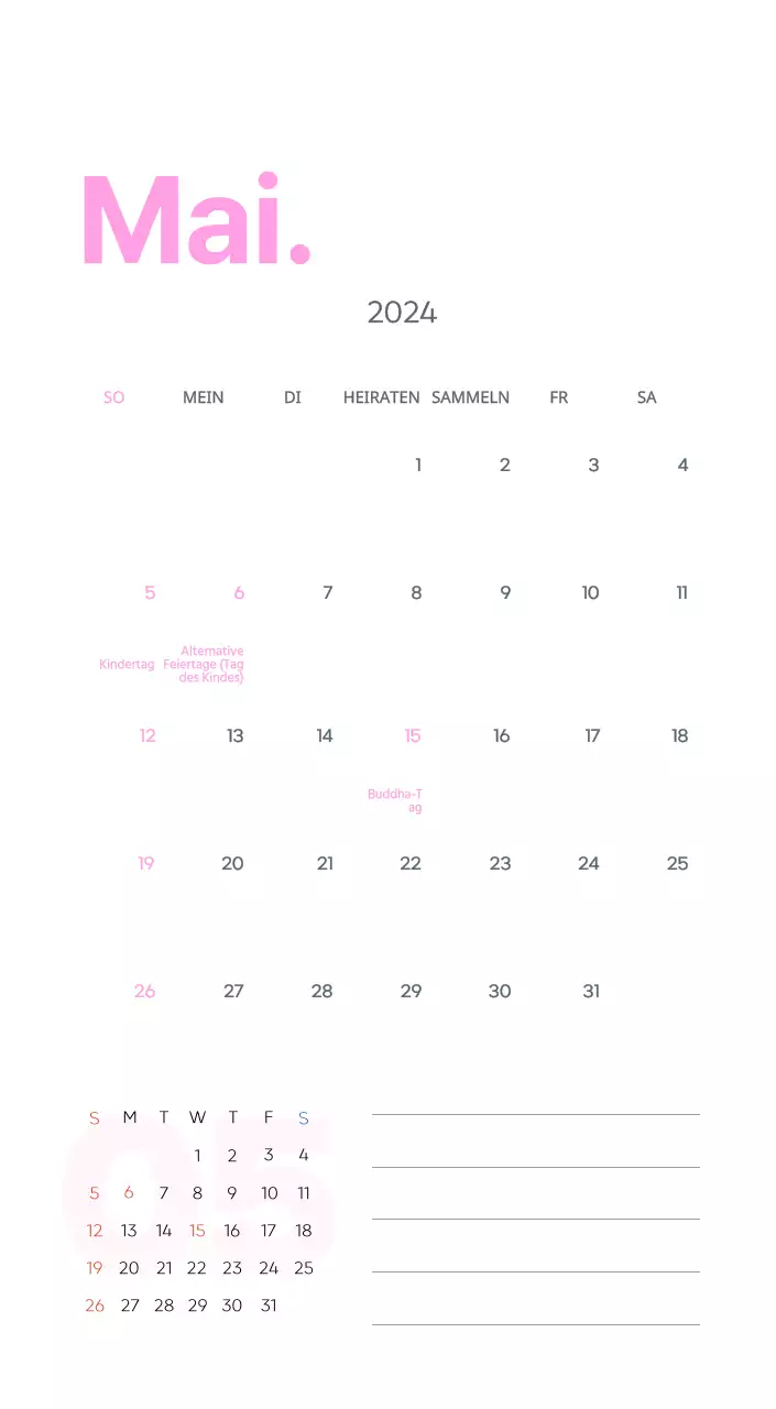 Arbeitskalender mit schönen Illustrationen