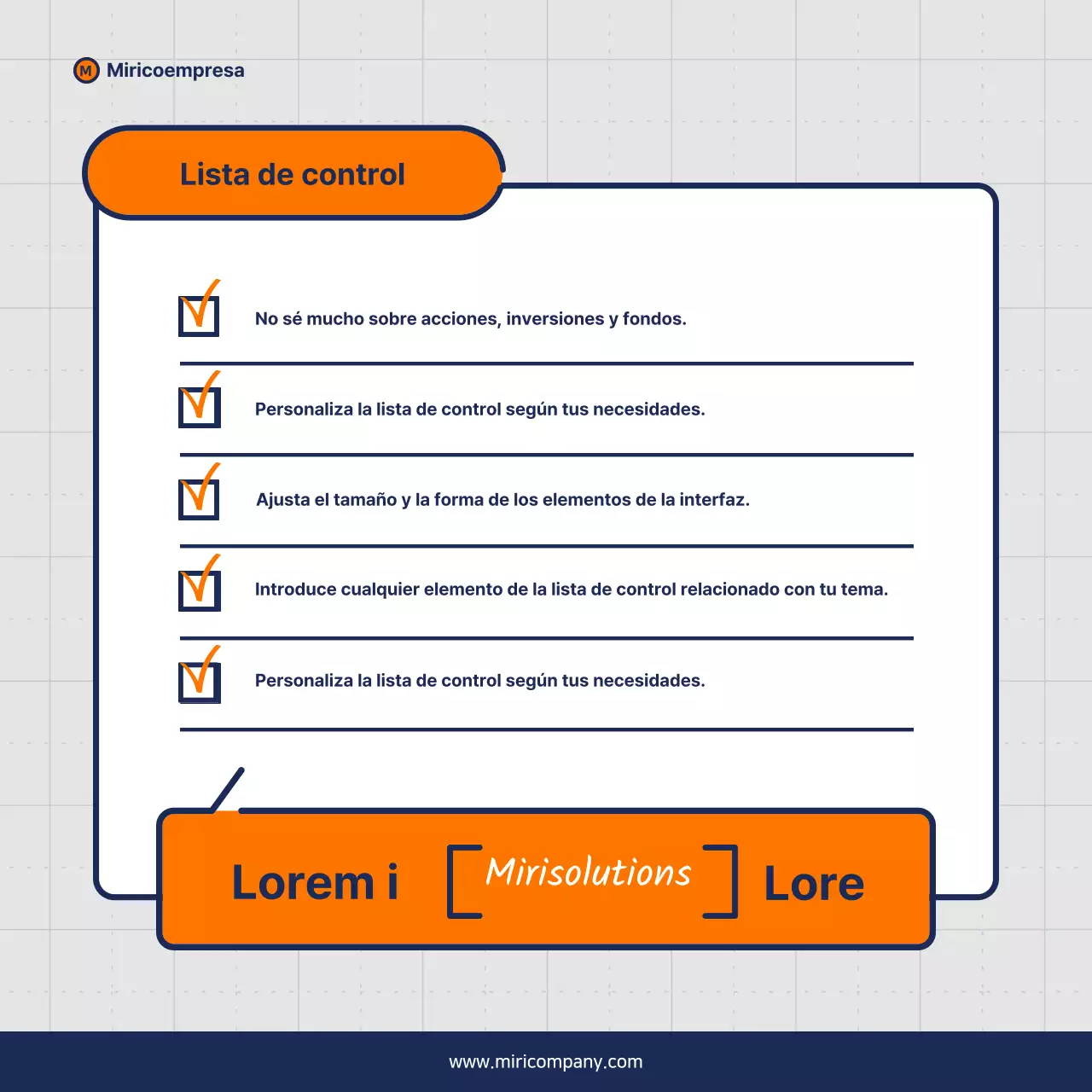 Propuesta minimalista de discurso empresarial en naranja y azul marino