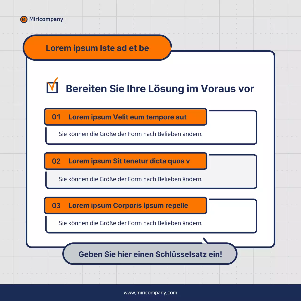Minimalistischer Vorschlag für ein Geschäftsfeld in Orange und Marineblau