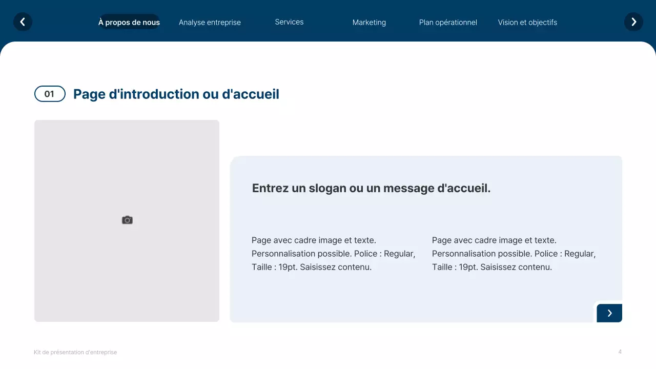 Site web simple, blanc et bleu marine, profil de l'entreprise