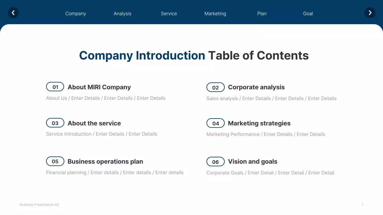 A simple white and navy blue website company profile