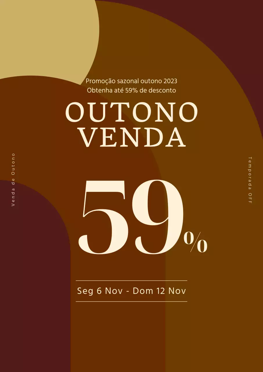 Ambiente calmo de outono com tons castanhos Destaque para descontos num fundo gráfico Promoções de outono