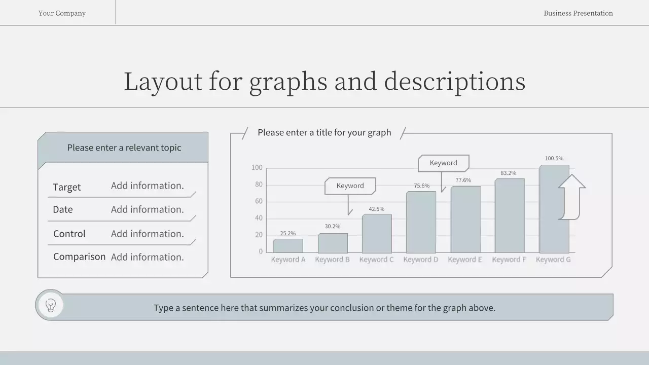 Simple, emotional business report in light blue and white