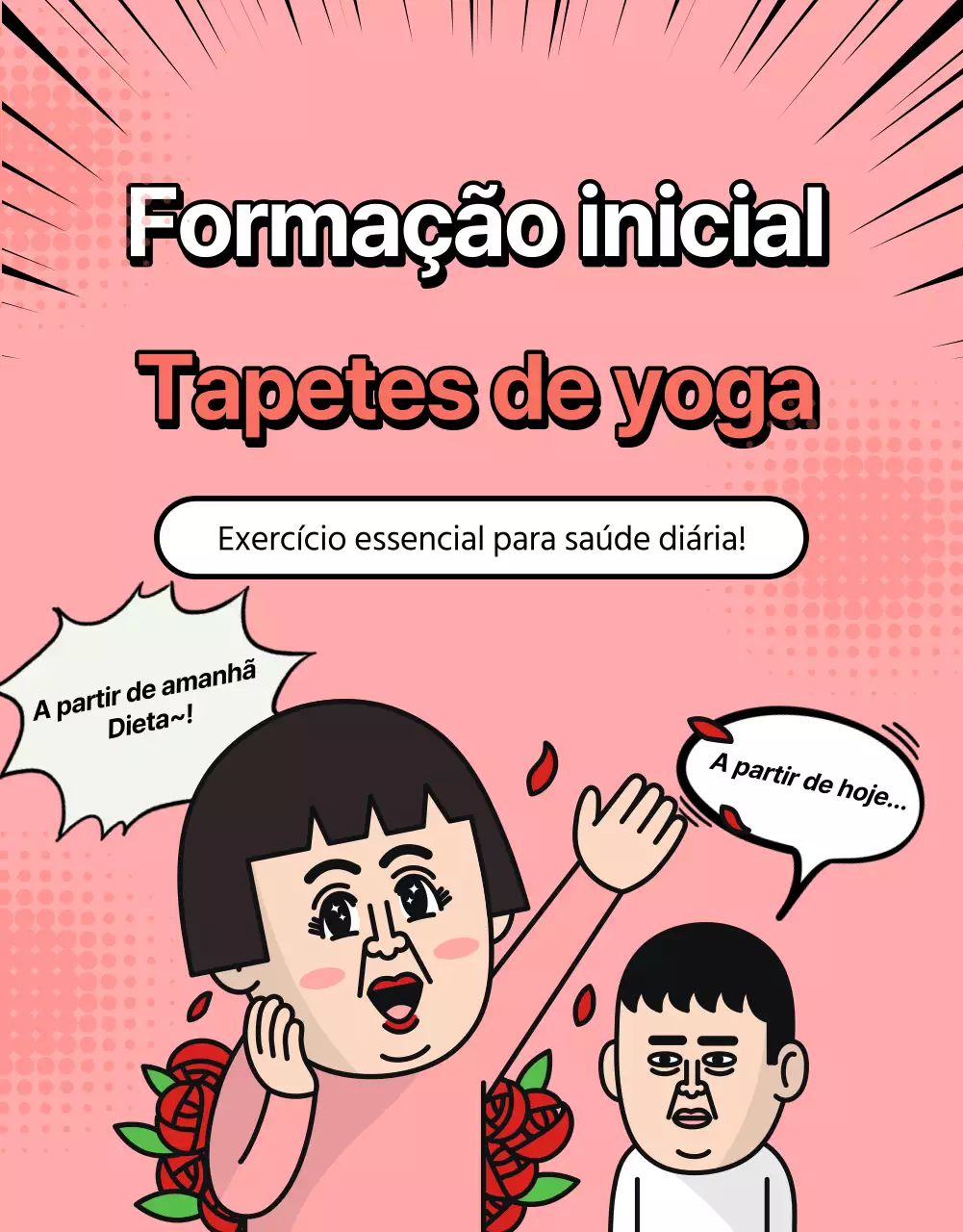 Promover um tapete de ioga cor-de-rosa, que induz ao vómito