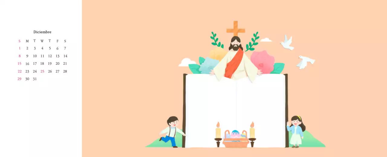 Colores cálidosIglesias con simpáticas ilustraciones