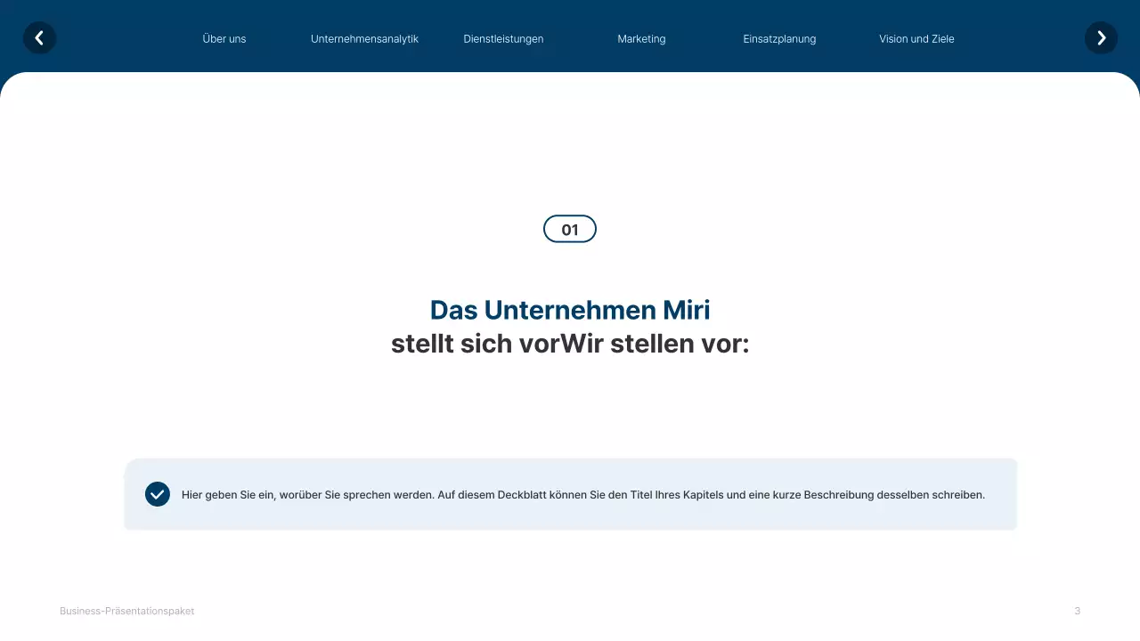 Einfache weiße und marineblaue Website Firmenprofil