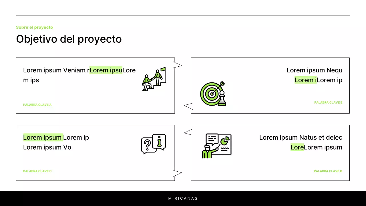 Un sencillo informe en blanco y chartreuse para presentar un proyecto
