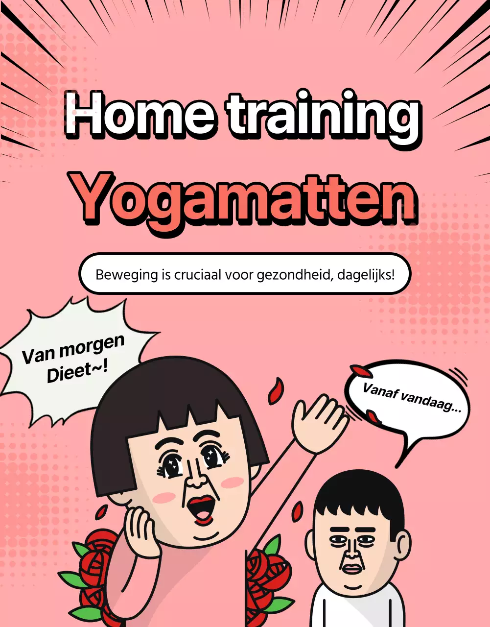 Een roze, kokhalzende yogamat promoten