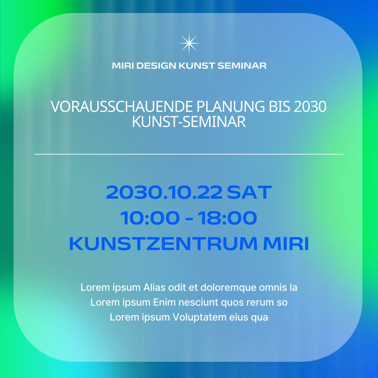 Förderung von Kunstseminaren in kybernetischem Blau und Chartreuse