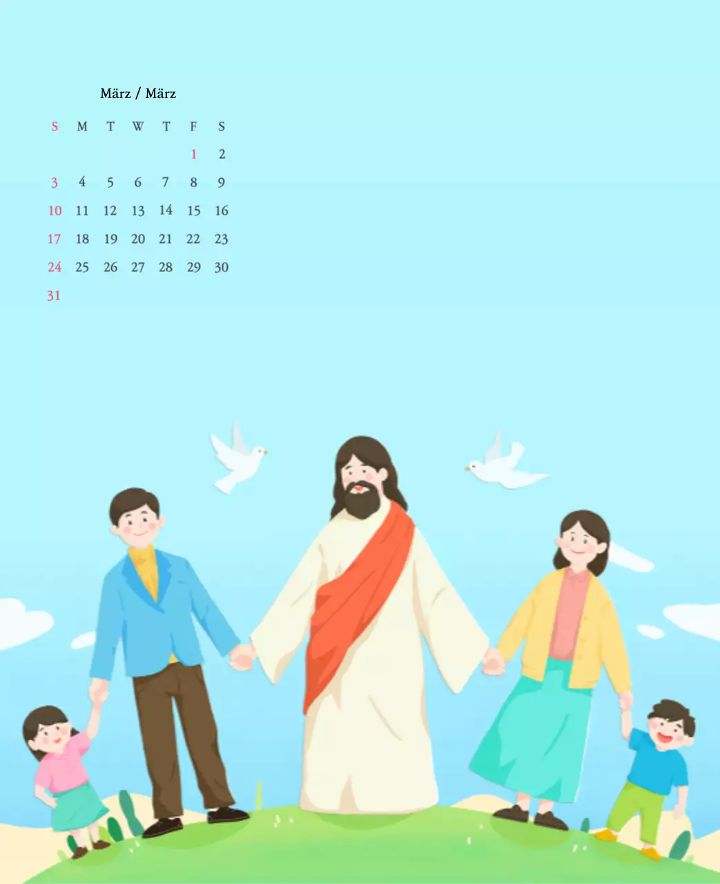 Warme FarbenKirchen mit niedlichen Illustrationen