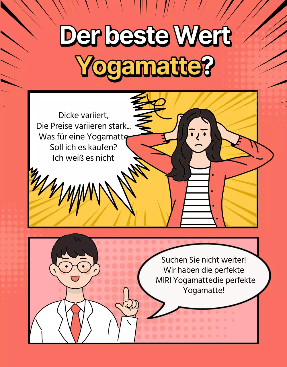 Werbung für eine pinke Yogamatte, die zum Würgen einlädt