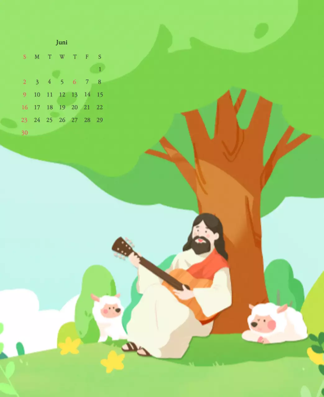 Warme FarbenKirchen mit niedlichen Illustrationen