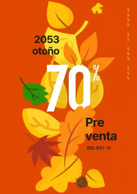 Sencillo anuncio de rebajas de otoño en naranja y amarillo