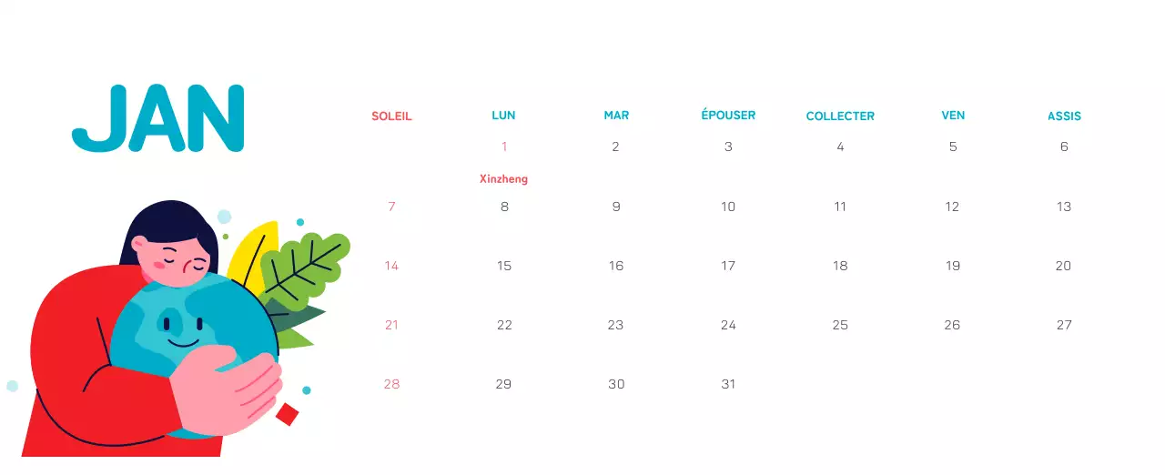 Célébration des fêtes de fin d'année avec des illustrations colorées de l'homme et de la planète.