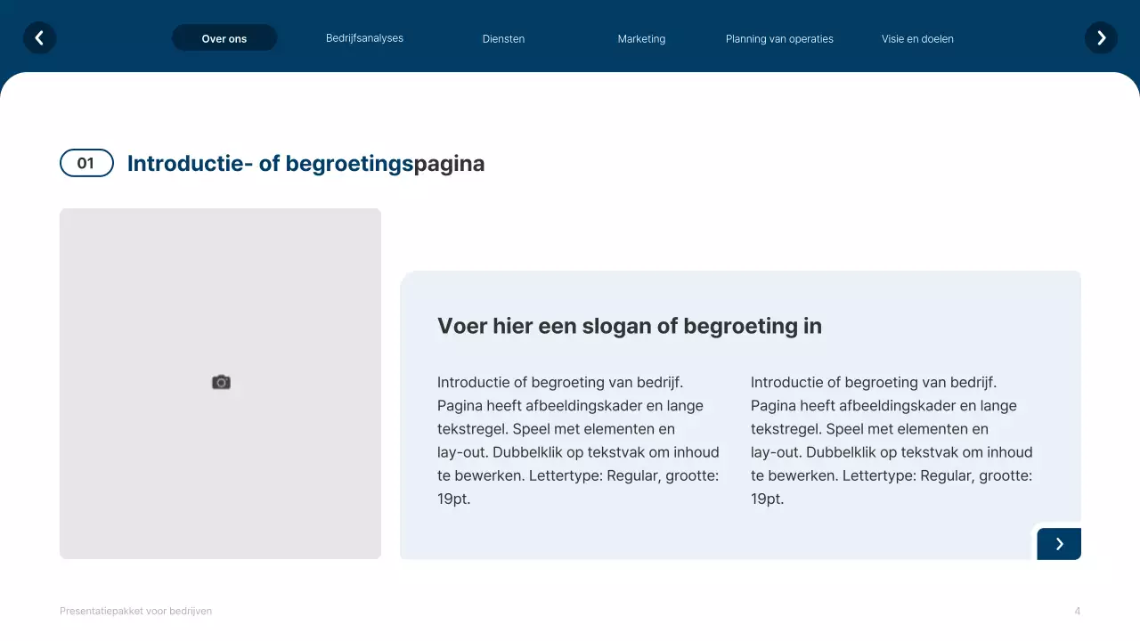 Eenvoudige witte en marineblauwe website bedrijfsprofiel