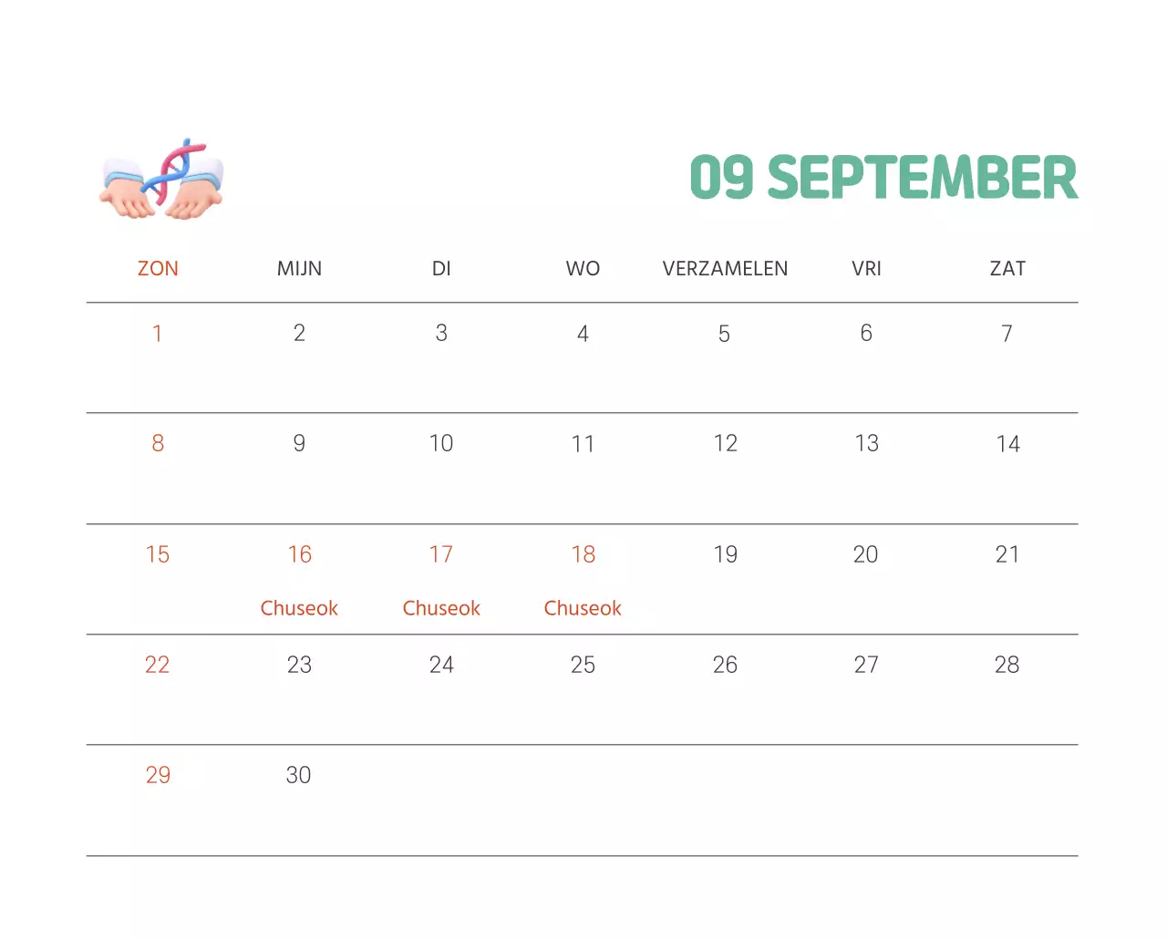 Een feestelijk ziekenhuis met illustraties met gezondheids- en gezinsthema's en kleurrijke accenten