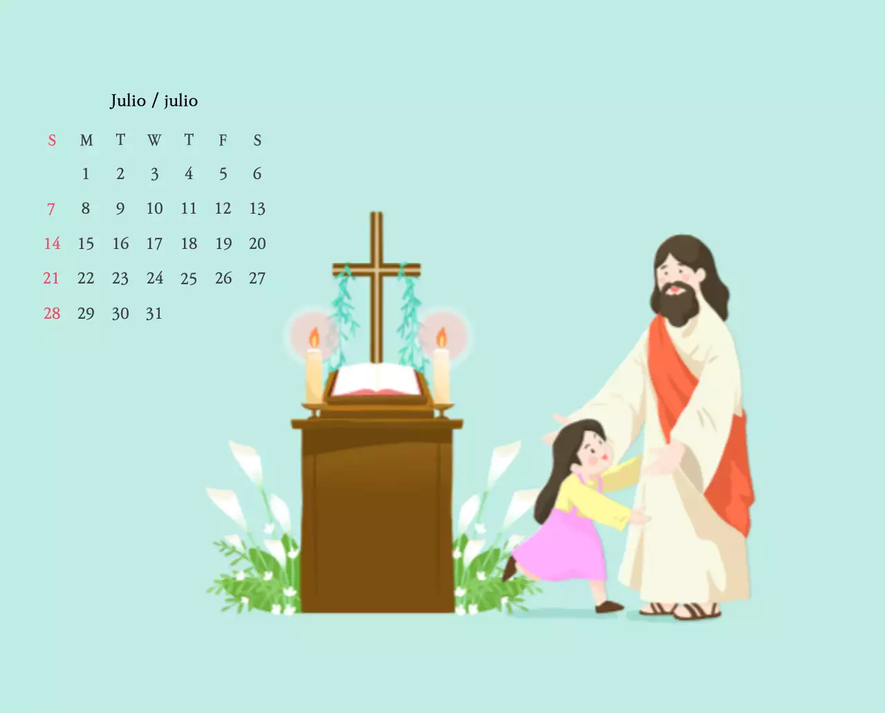 Iglesias con simpáticas ilustraciones en colores cálidos