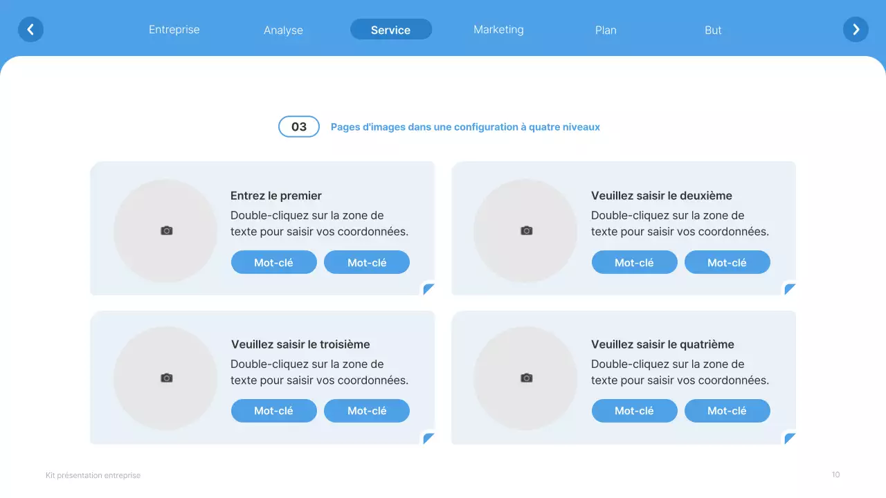 Site web simple, blanc et bleu clair, profil d'entreprise