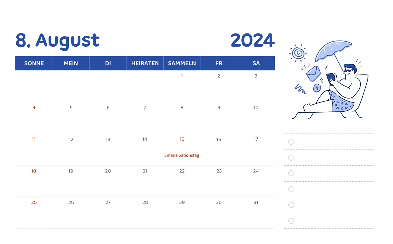 Ein Kalender mit farbenfrohen und emotionalen Illustrationen