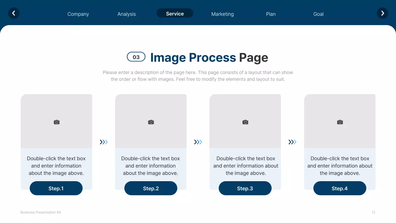 A simple white and navy blue website company profile