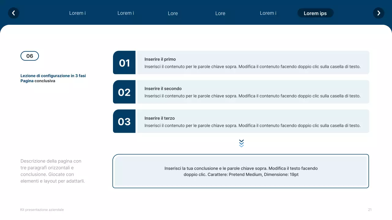 Profilo aziendale semplice in bianco e blu navy