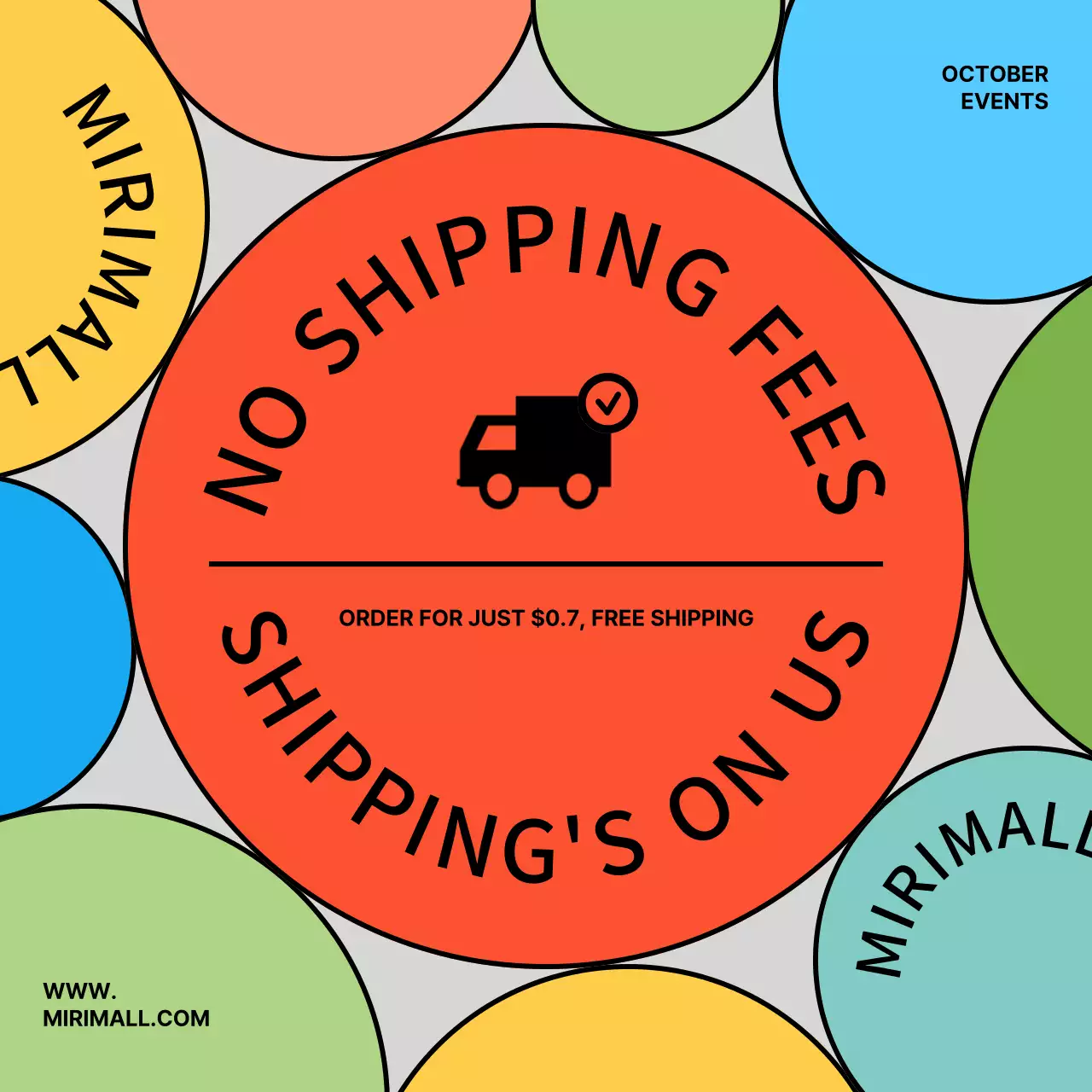 오렌지 모던 배송 프로모션 소셜 미디어 게시물