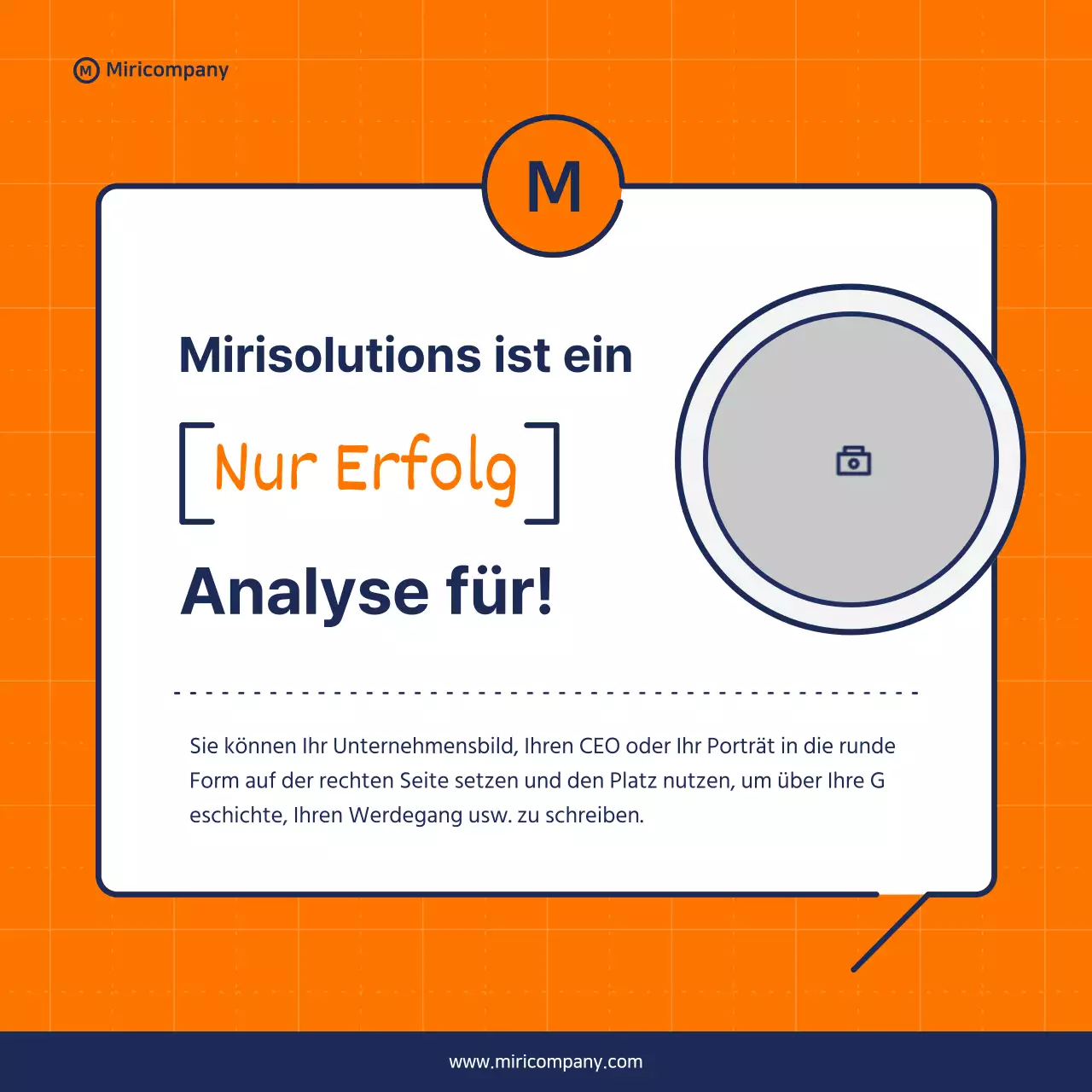 Minimalistischer Vorschlag für ein Geschäftsfeld in Orange und Marineblau