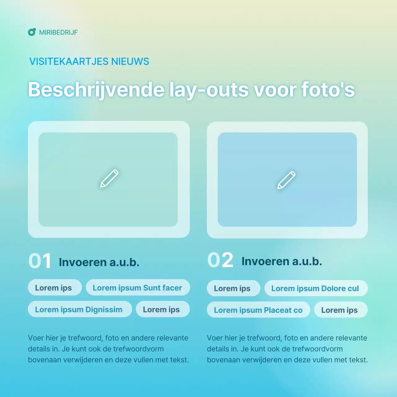 Een eenvoudige zakelijke nieuwsbriefgids in lichtblauw en mintgroen