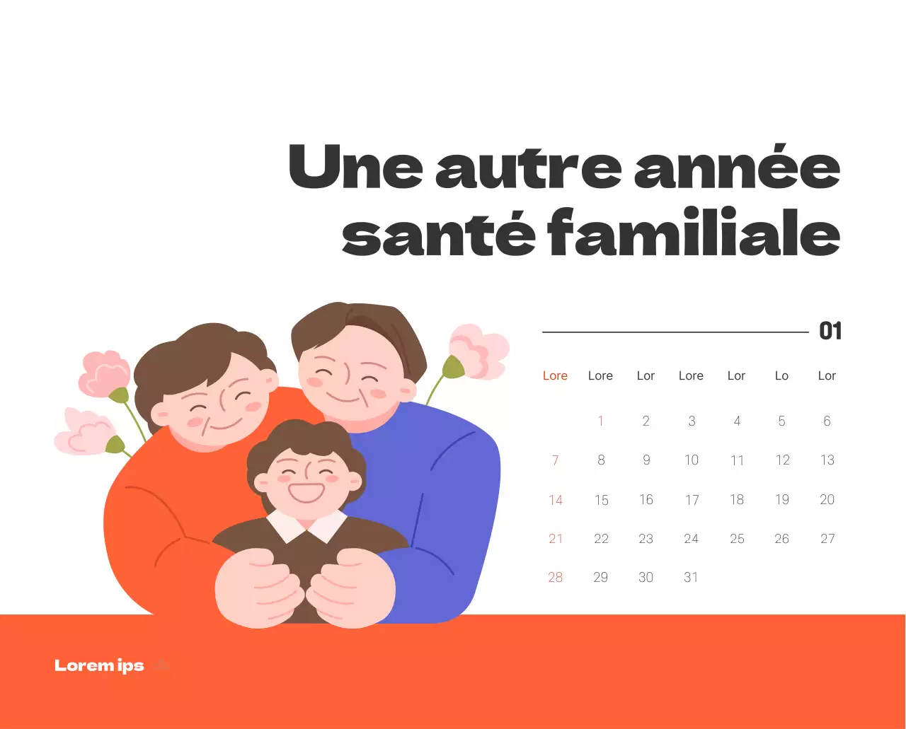 Un hôpital festif avec des illustrations sur le thème de la santé et de la famille et des accents colorés.