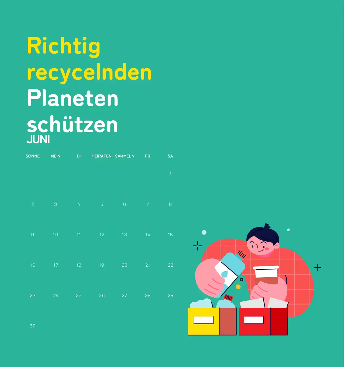 Mit farbenfrohen Illustrationen von Menschen und dem Planeten wird die Weihnachtszeit gefeiert.