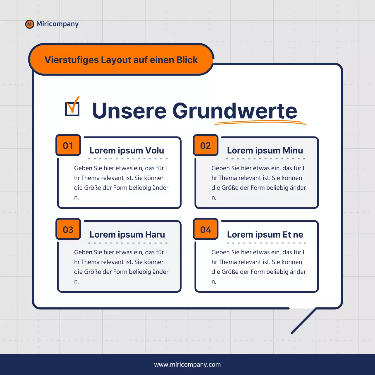Minimalistischer Vorschlag für ein Geschäftsfeld in Orange und Marineblau