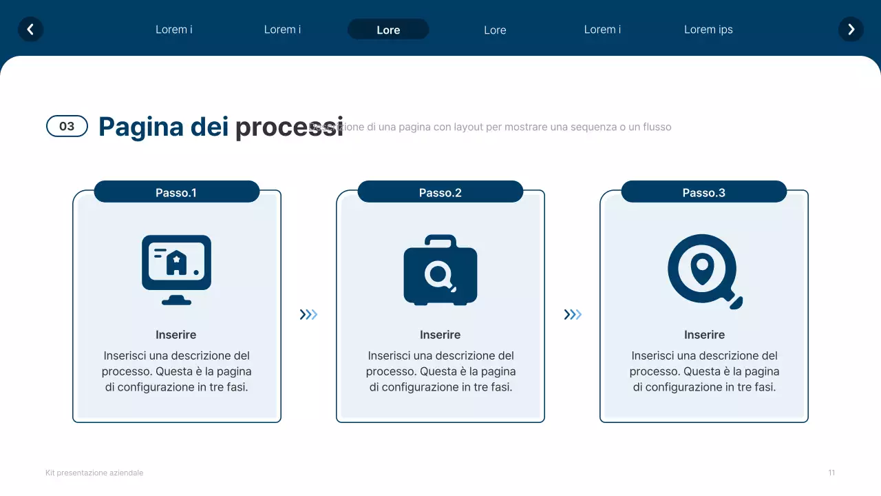 Profilo aziendale semplice in bianco e blu navy