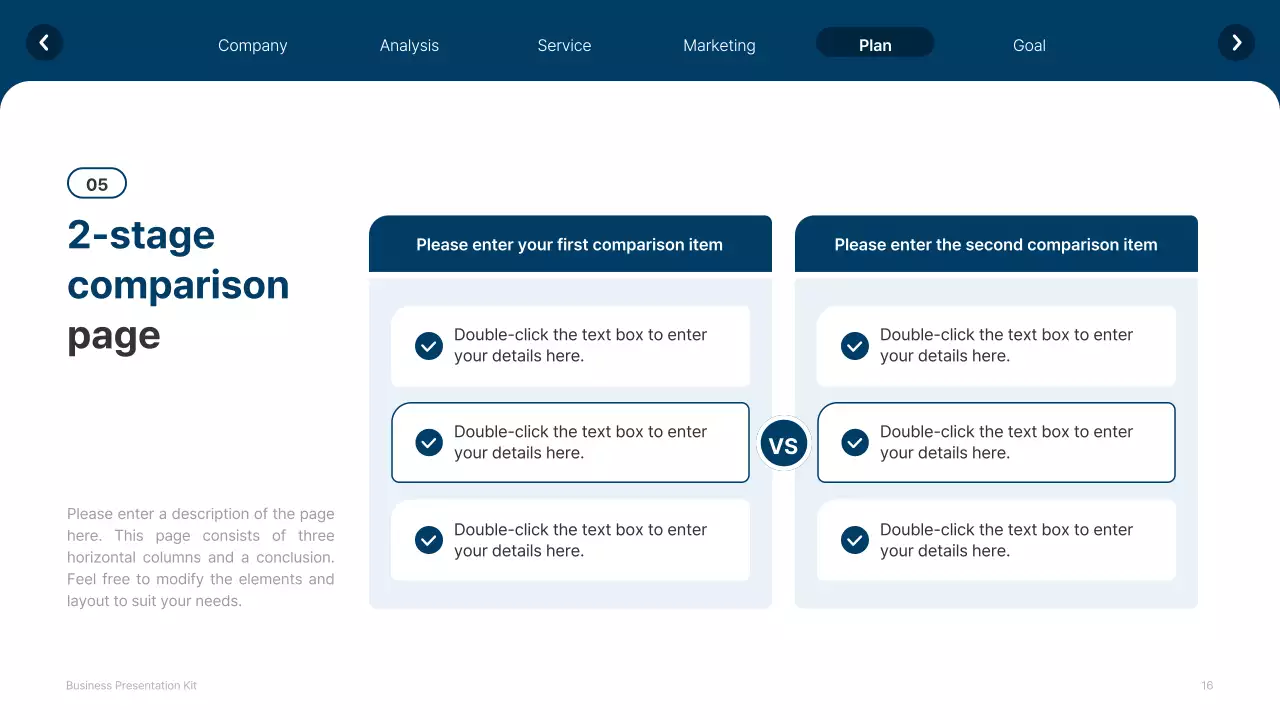 A simple white and navy blue website company profile