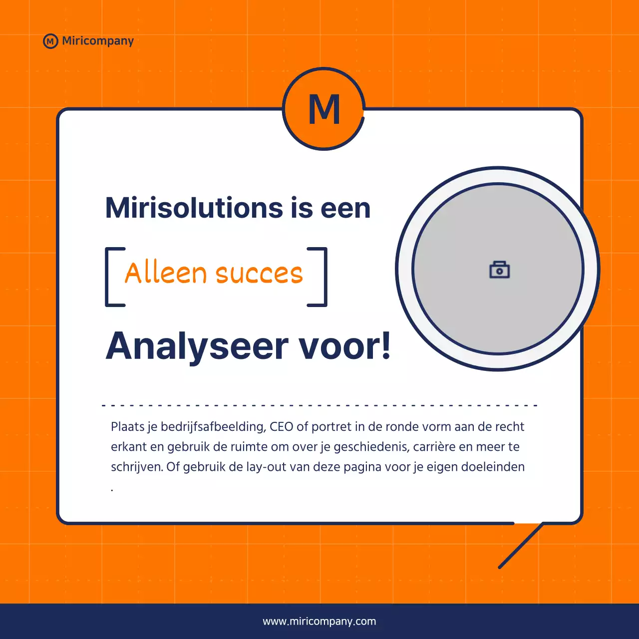 Minimalistisch voorstel voor een zakelijke pitch in oranje en marineblauw
