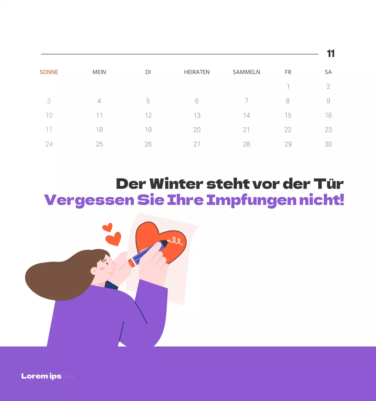 Ein festliches Krankenhaus mit Illustrationen zum Thema Gesundheit und Familie und farbenfrohen Akzenten